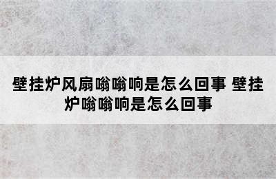 壁挂炉风扇嗡嗡响是怎么回事 壁挂炉嗡嗡响是怎么回事